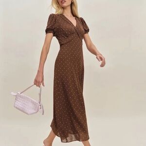 NWT Reformation x Devon Lee Carlson POLKA DOT MICHELLE PUFF SLEEVE MIDI DRESS 8